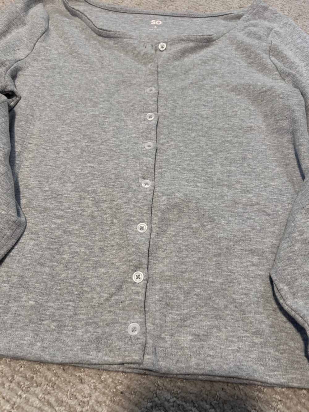 SO Gray Ribbed Long Sleeve Button-Up Tee - Picture 6 of 8